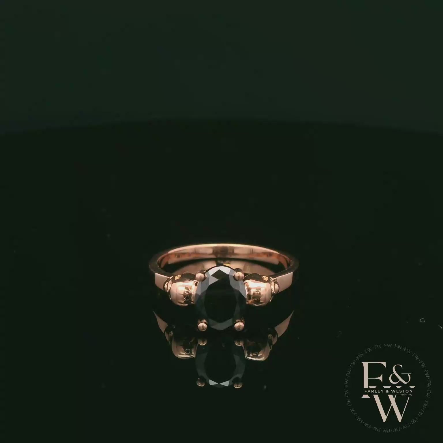 9ct Rose Gold Skull Shoulder Black CZ Solitaire Ring