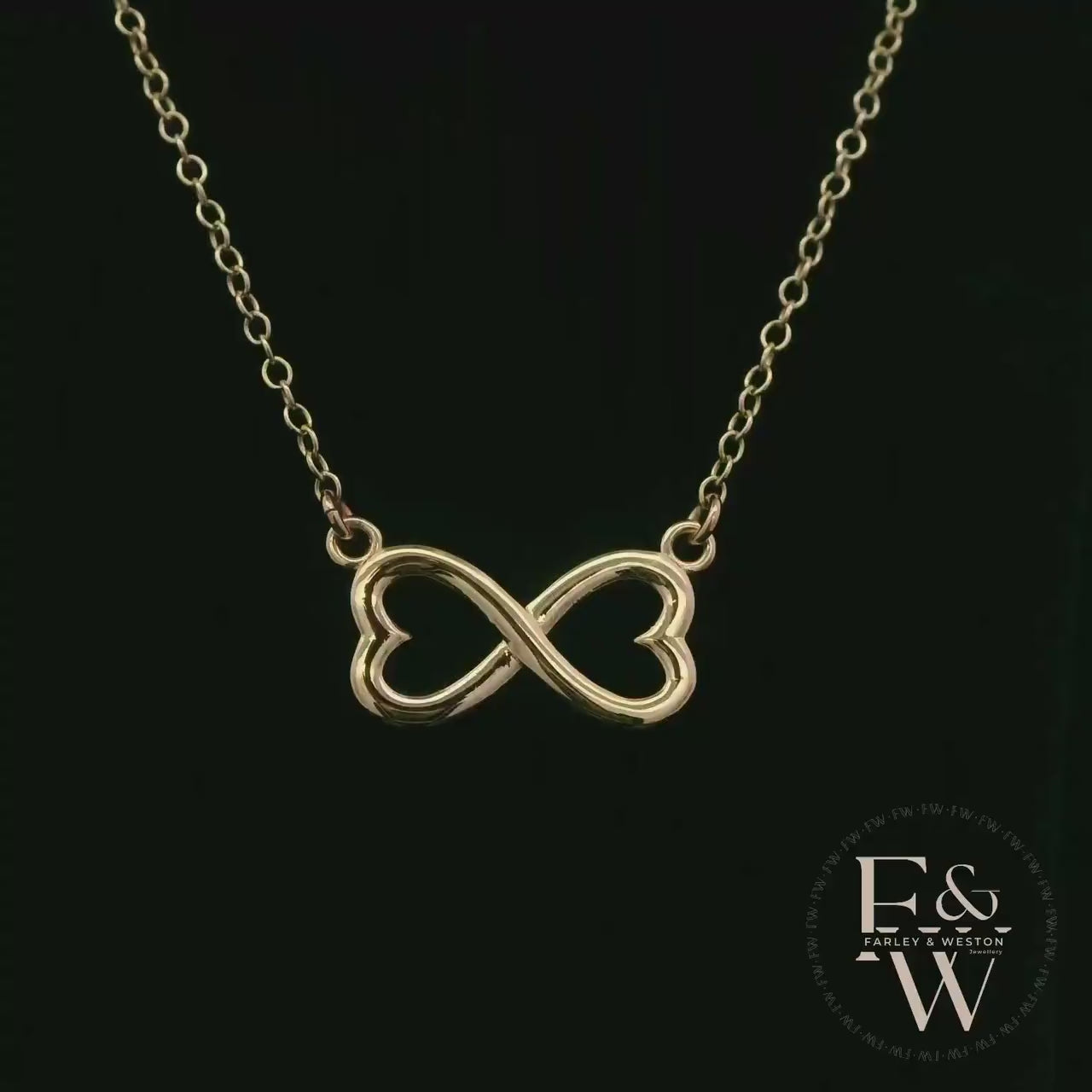 9ct Yellow Gold Infinity Heart Charm Pendant