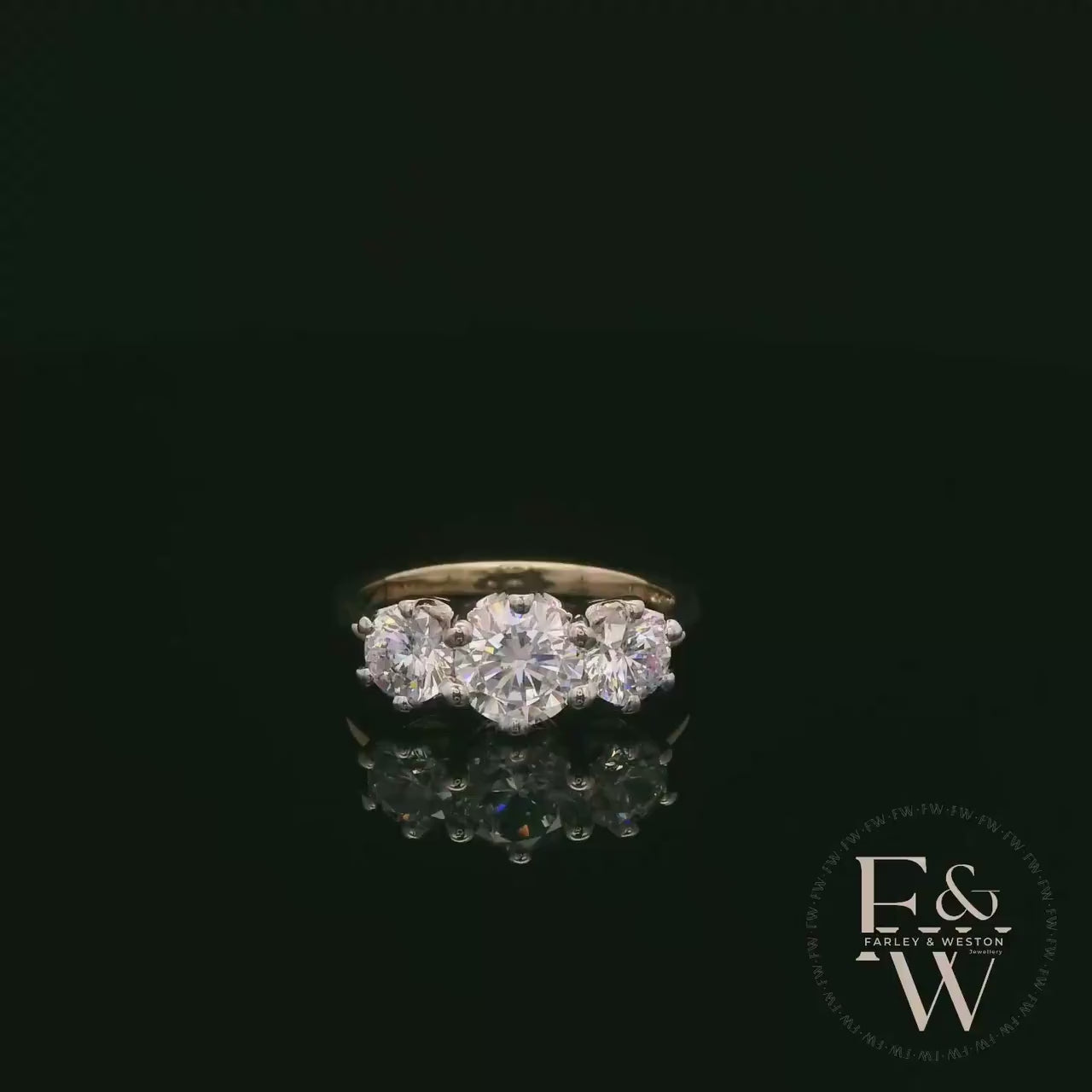 9ct Yellow Gold & Three Stone Moissanite Ring