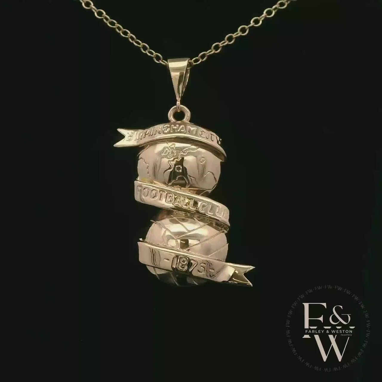 Birmingham City Football Club Yellow Gold Pendant