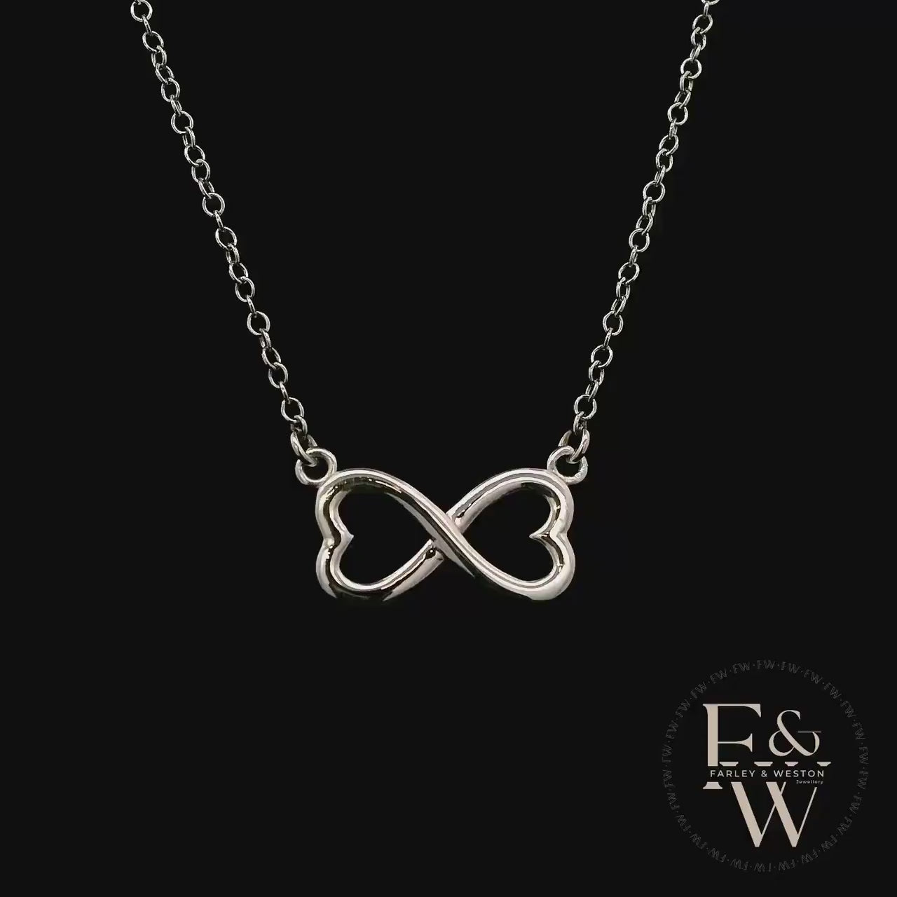 9ct White Gold Infinity Heart Charm Pendant