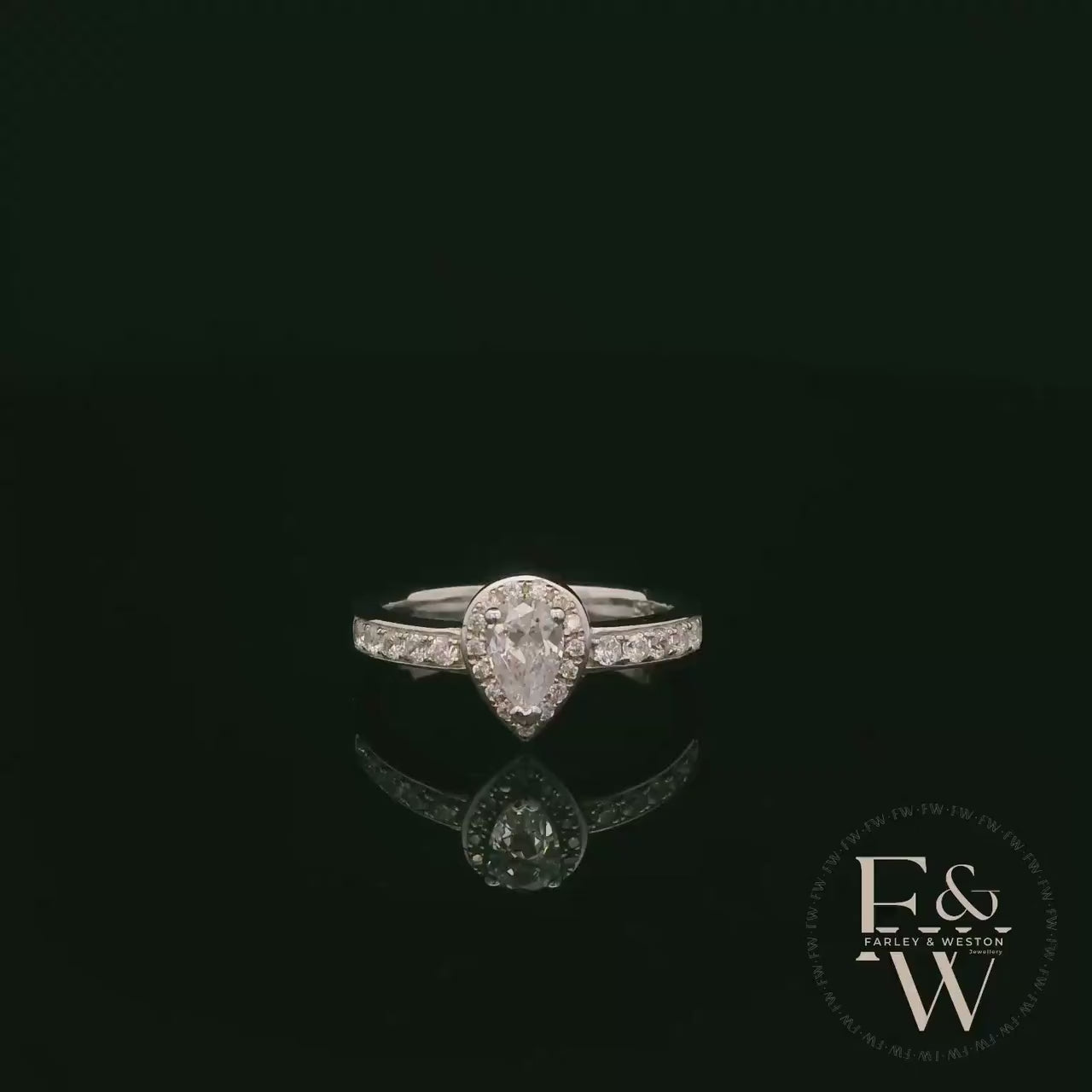 Swarovski Silver & White CZ Pear-Shaped Halo Ring