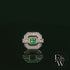 18ct White and Yellow Gold Princess-Cut Emerald & Diamond Vintage Ring