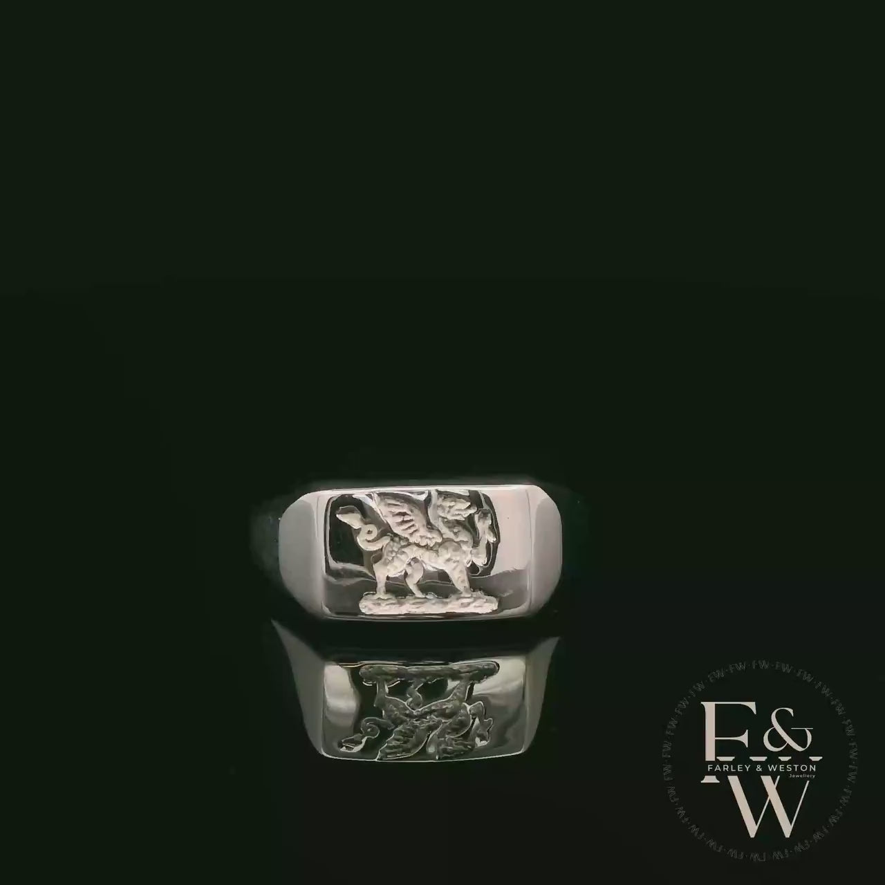 Sterling Silver Welsh Dragon Signet Ring