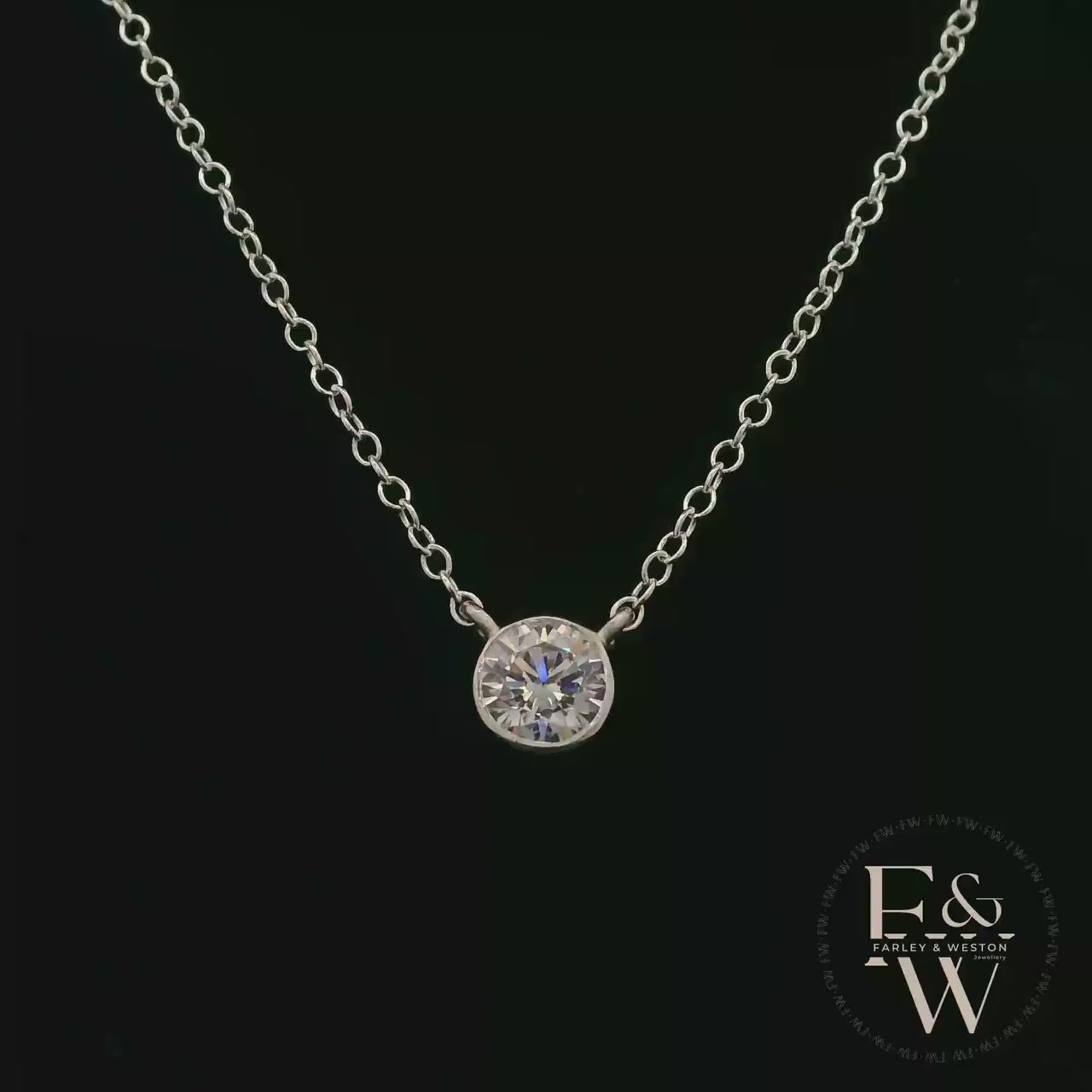 Sterling Silver Single Stone Moissanite Necklace
