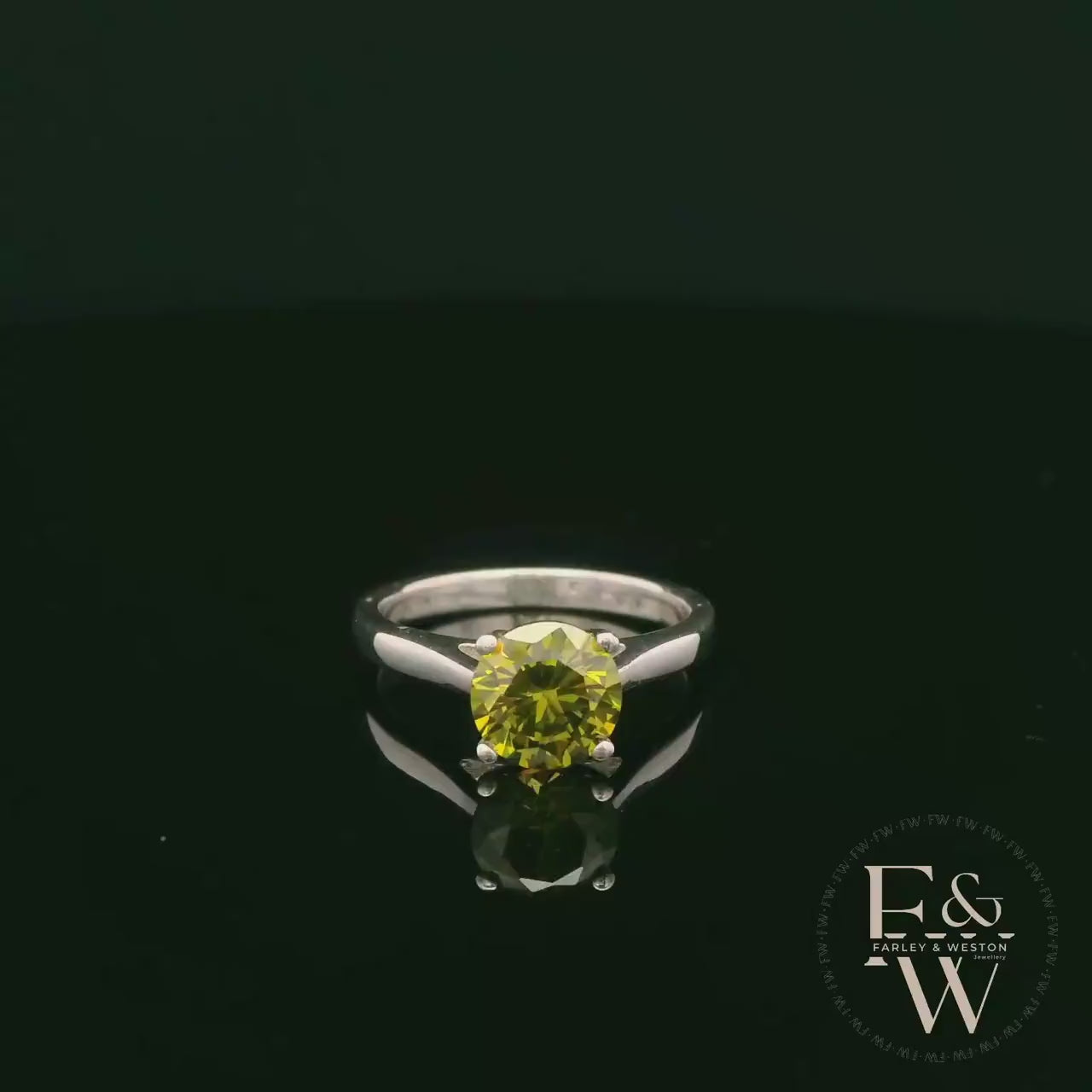 Sterling Silver Peridot CZ Single Stone Ring
