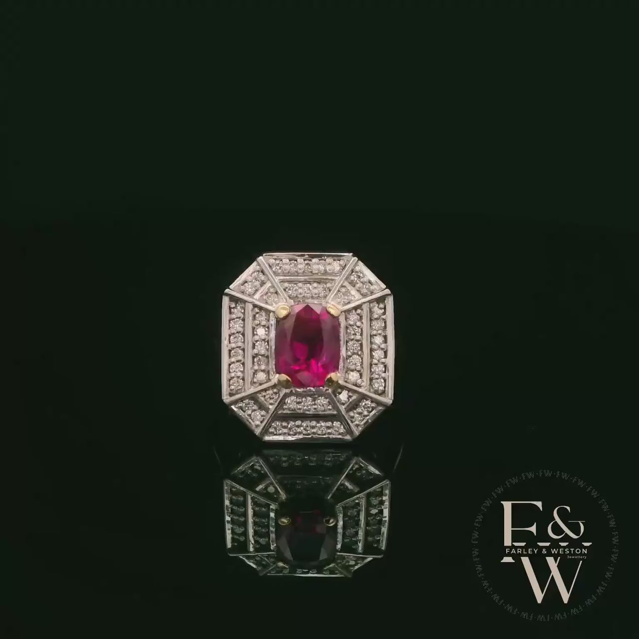 18ct White and Yellow Gold Burmese Ruby & Diamond Ring