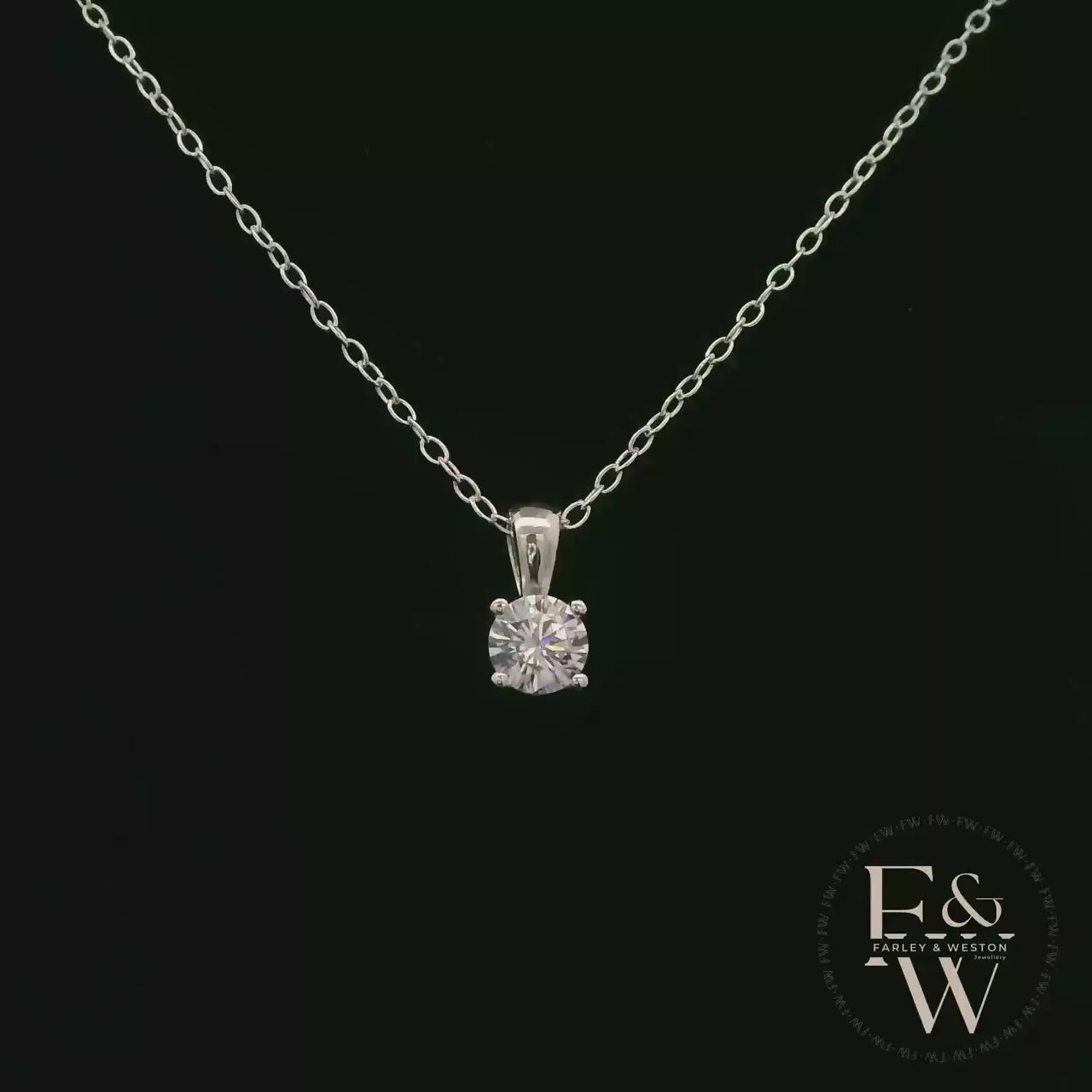 Sterling Silver Single Stone Moissanite Pendant