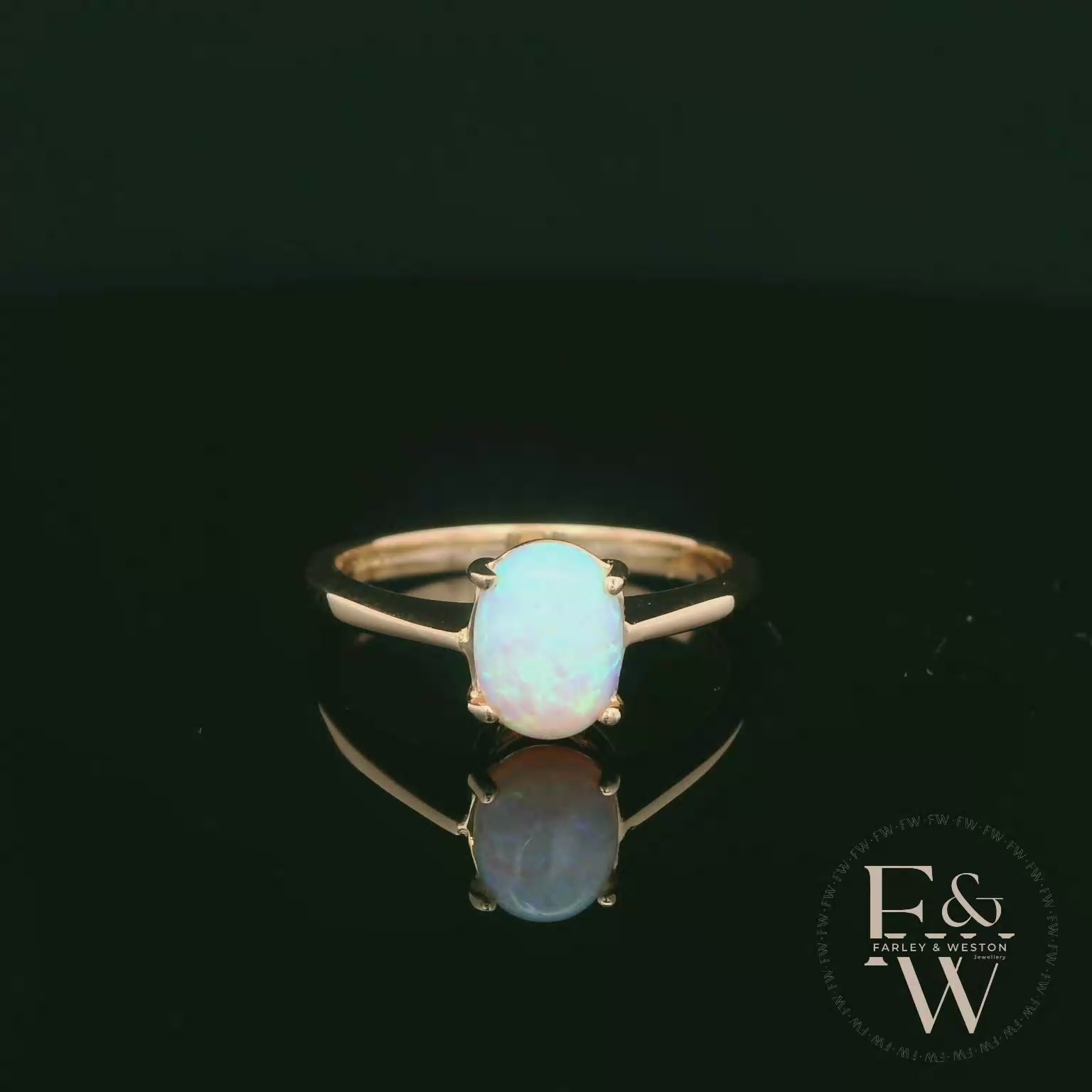 9ct Yellow Gold Cultured Opal Single Stone Ring