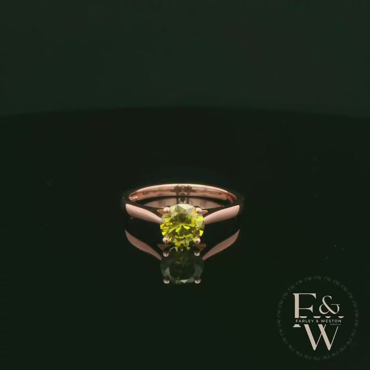 9ct Rose Gold Peridot CZ Solitaire Ring