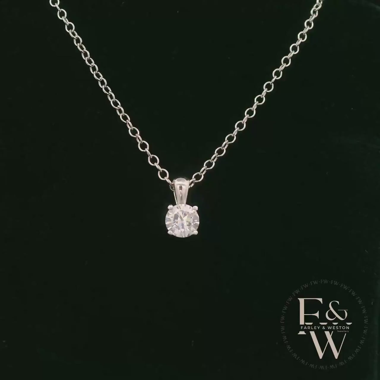 9ct White Gold & Solitaire Moissanite Pendant