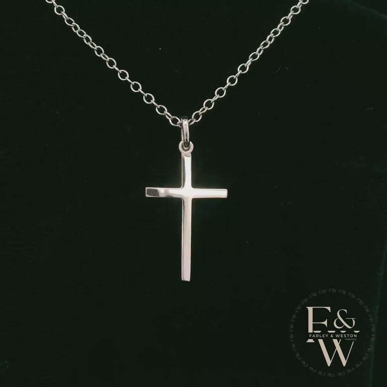9ct White Gold Small Plain Cross Pendant