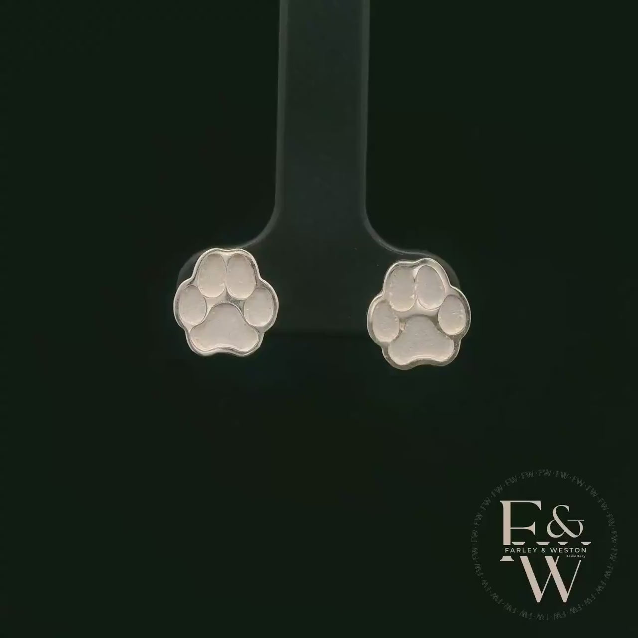 Charming Silver Paw-Print Studs