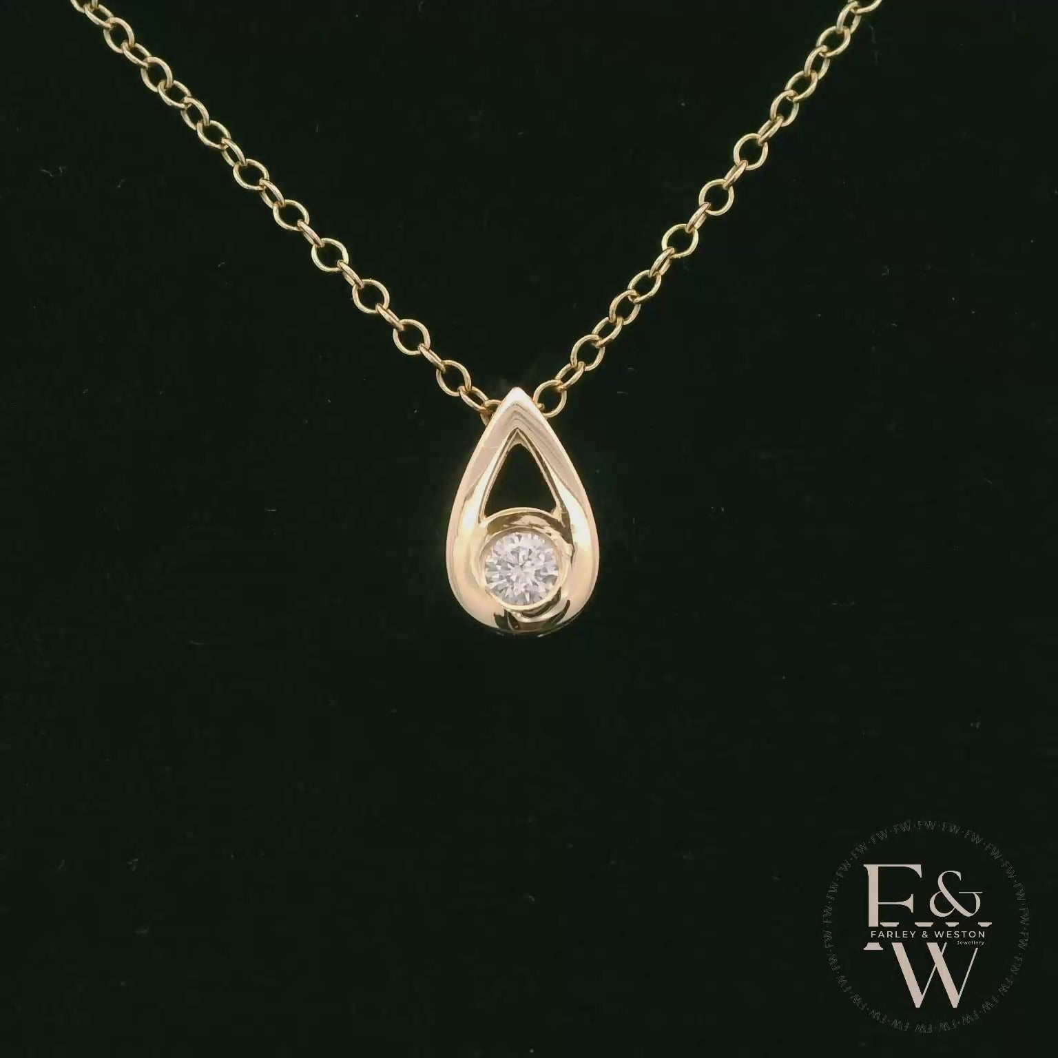 9ct Yellow Gold Peardrop White Moissanite Necklace
