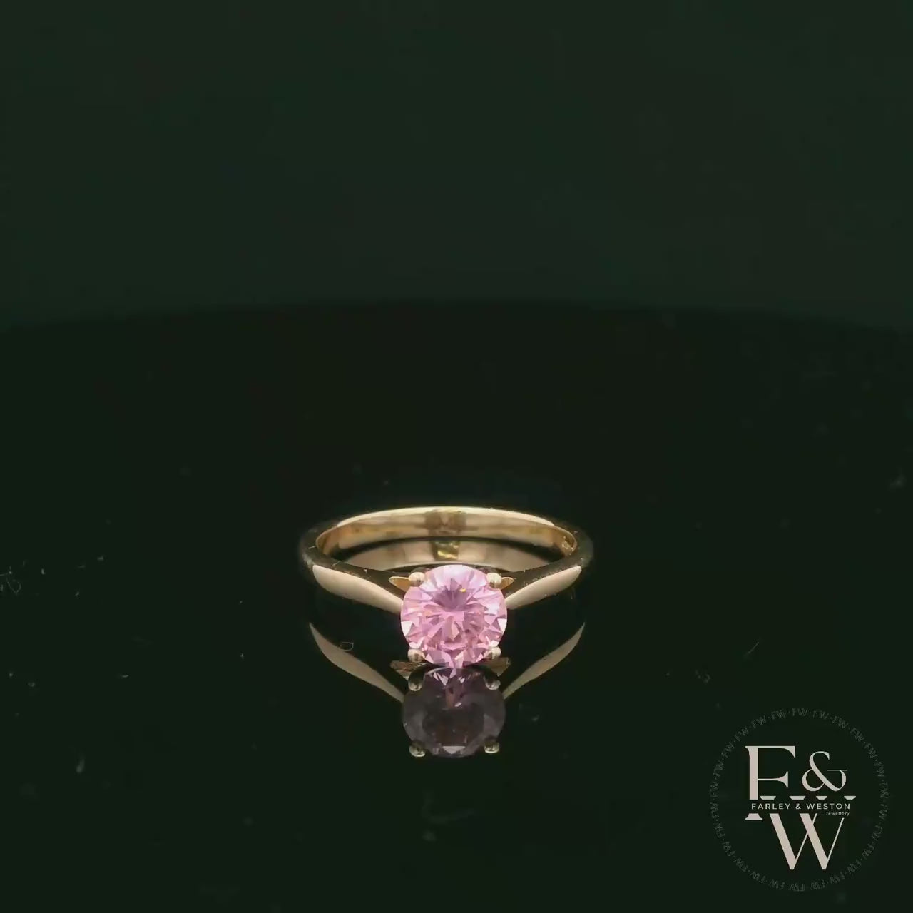 9ct Rose Gold Pink CZ Solitaire Ring