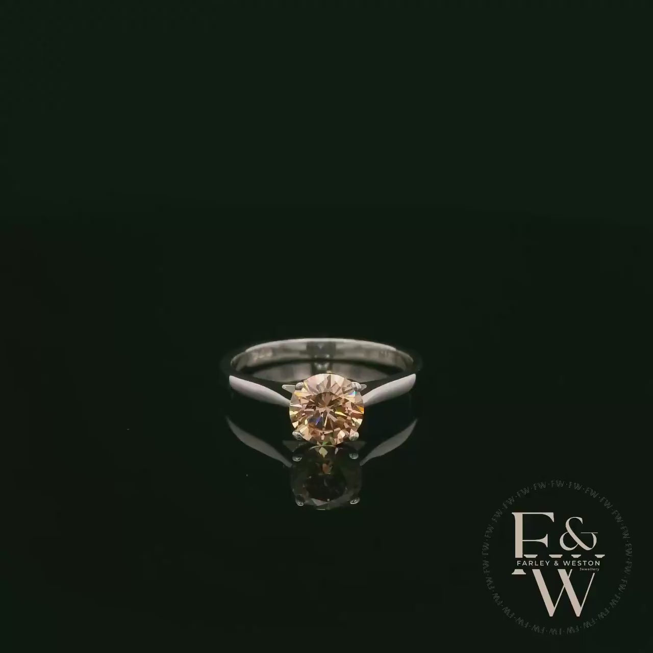 Solitaire Champagne & Silver Engagement Ring