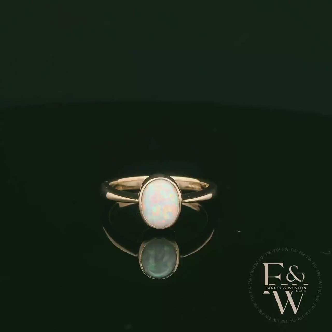 9ct Yellow Gold Cultured Opal Single Stone Ring