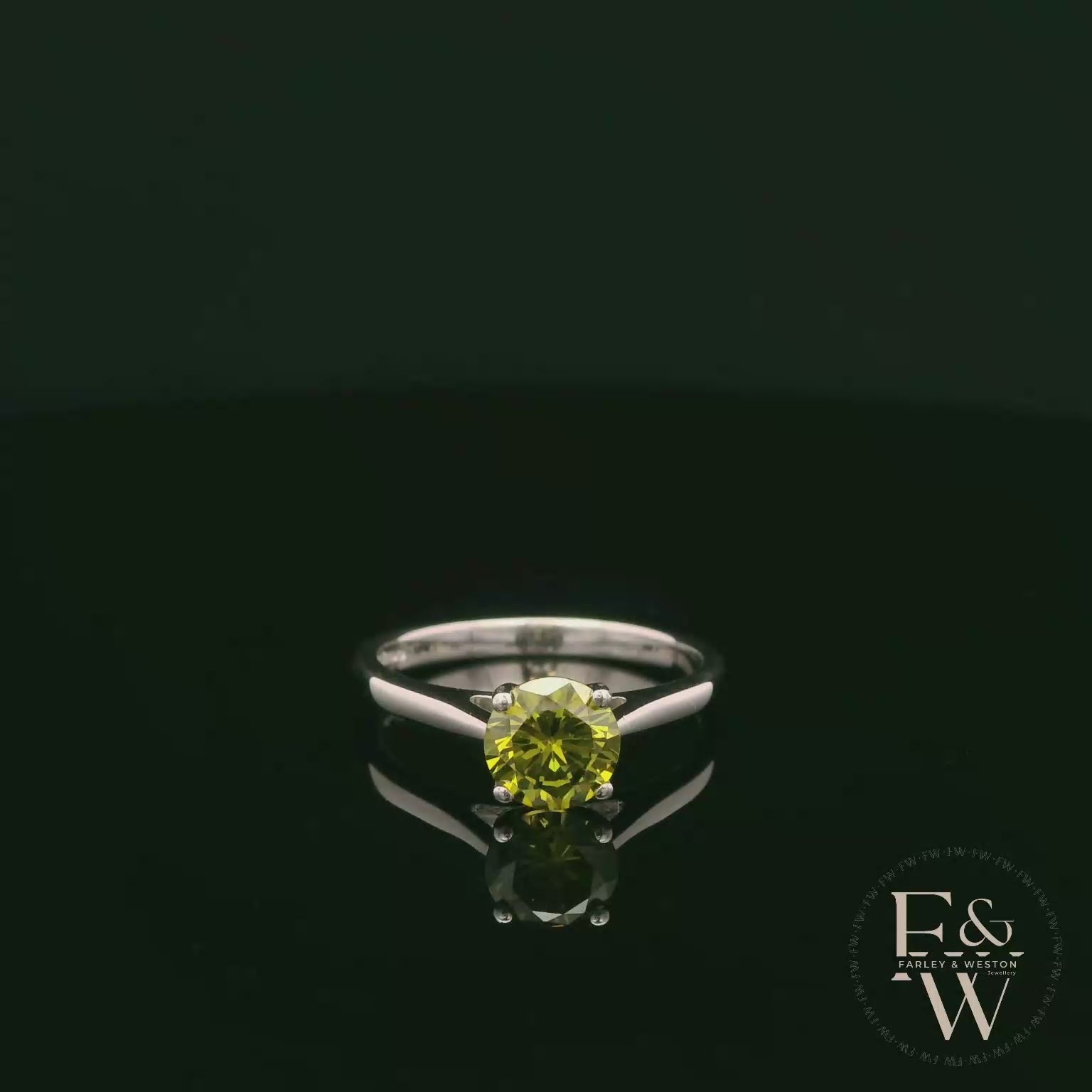 9ct White Gold Peridot CZ Solitaire Ring