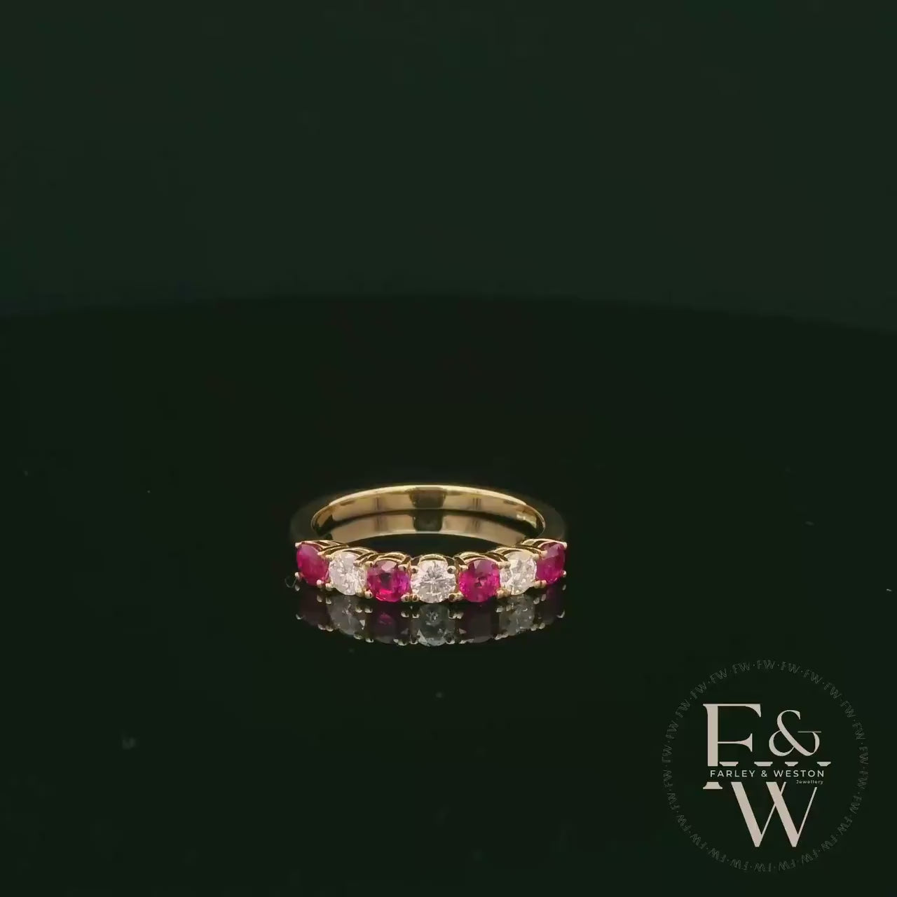 18ct Yellow Gold Round-Cut Ruby & Diamond Ring