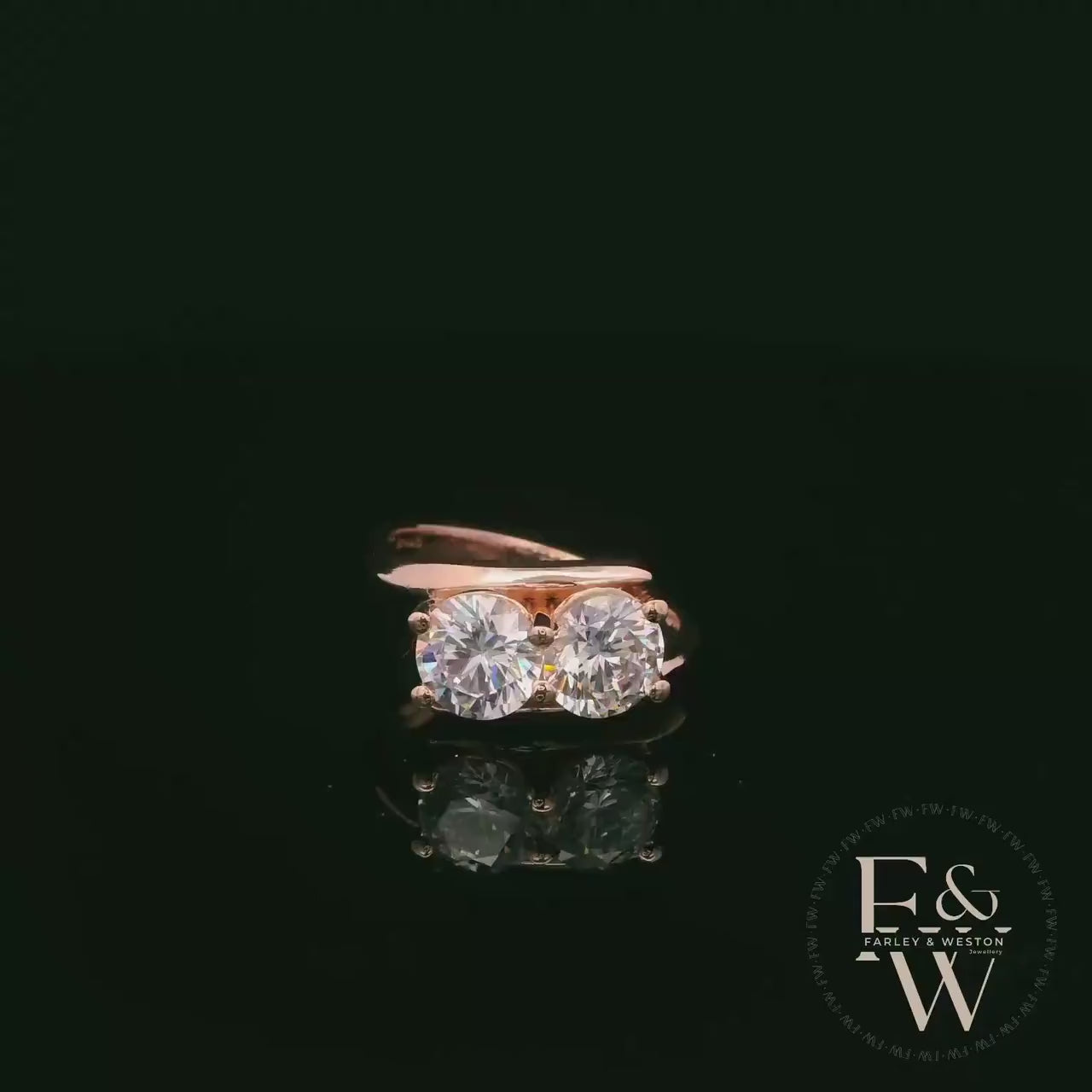 Double Moissanite & 9ct Rose Gold Ring