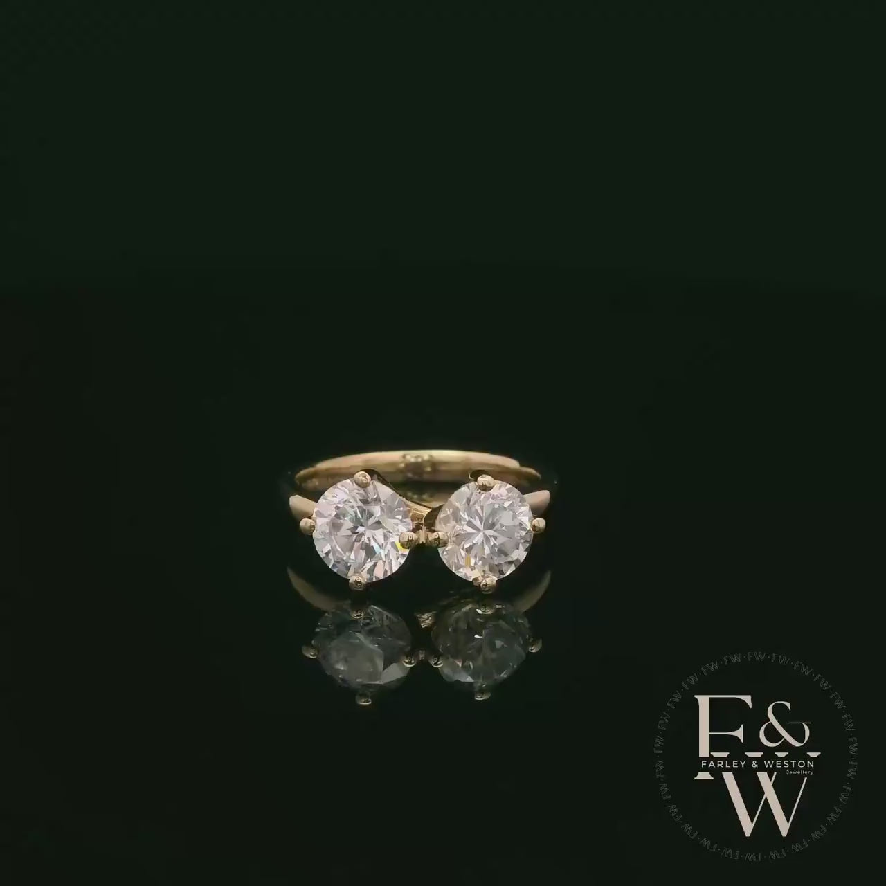 Double Moissanite & 9ct Yellow Gold Ring