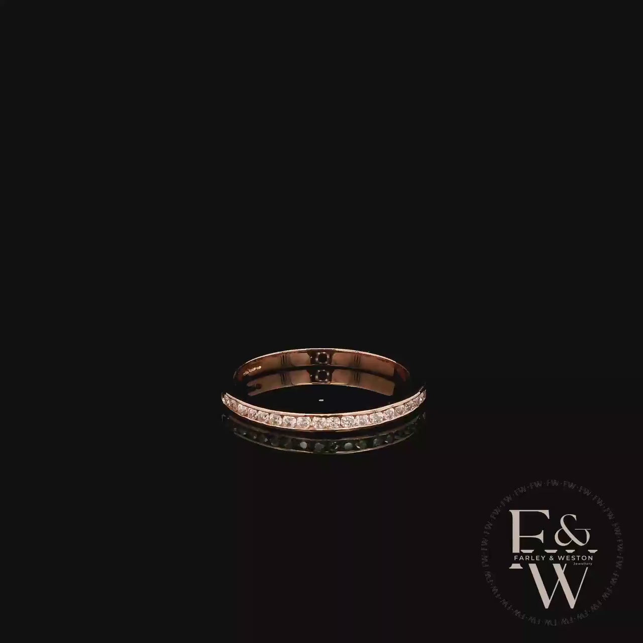 9ct Rose Gold Channel Set White Moissanite Half-Eternity Ring