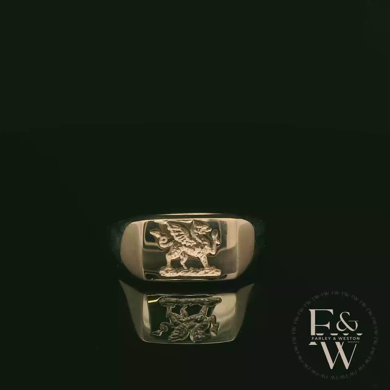 9ct Yellow Gold Welsh Dragon Signet Ring