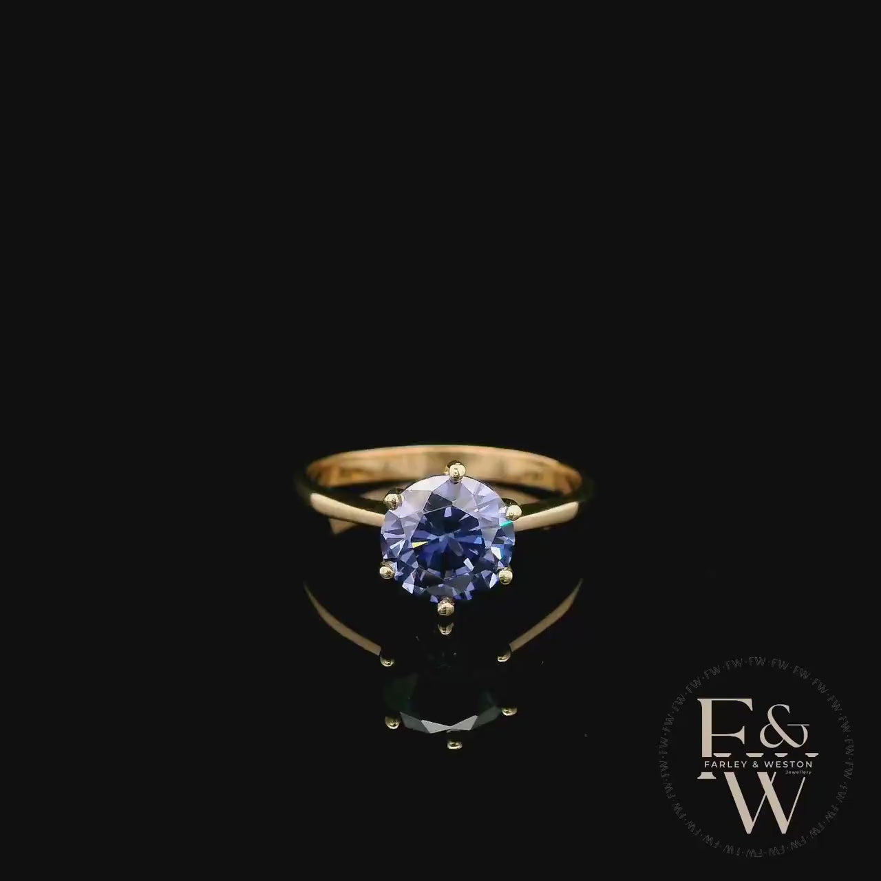 9ct Yellow Gold Tanzanite CZ Single Stone Ring