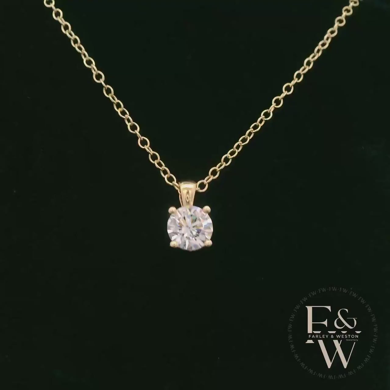 9ct Yellow Gold & Solitaire Moissanite Pendant