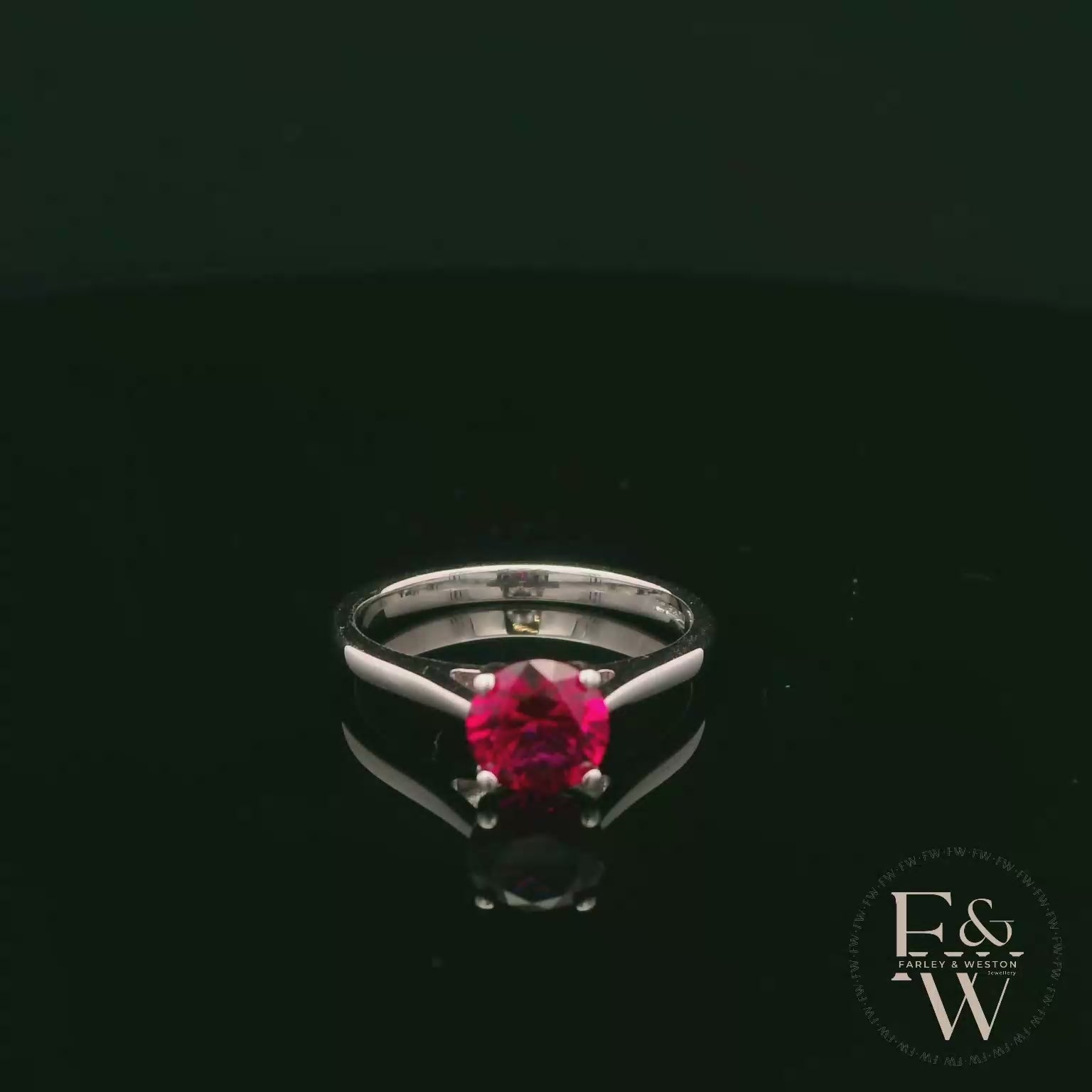 9ct White Gold Ruby CZ Solitaire Ring