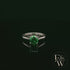 Solitaire Emerald & Silver Engagement Ring