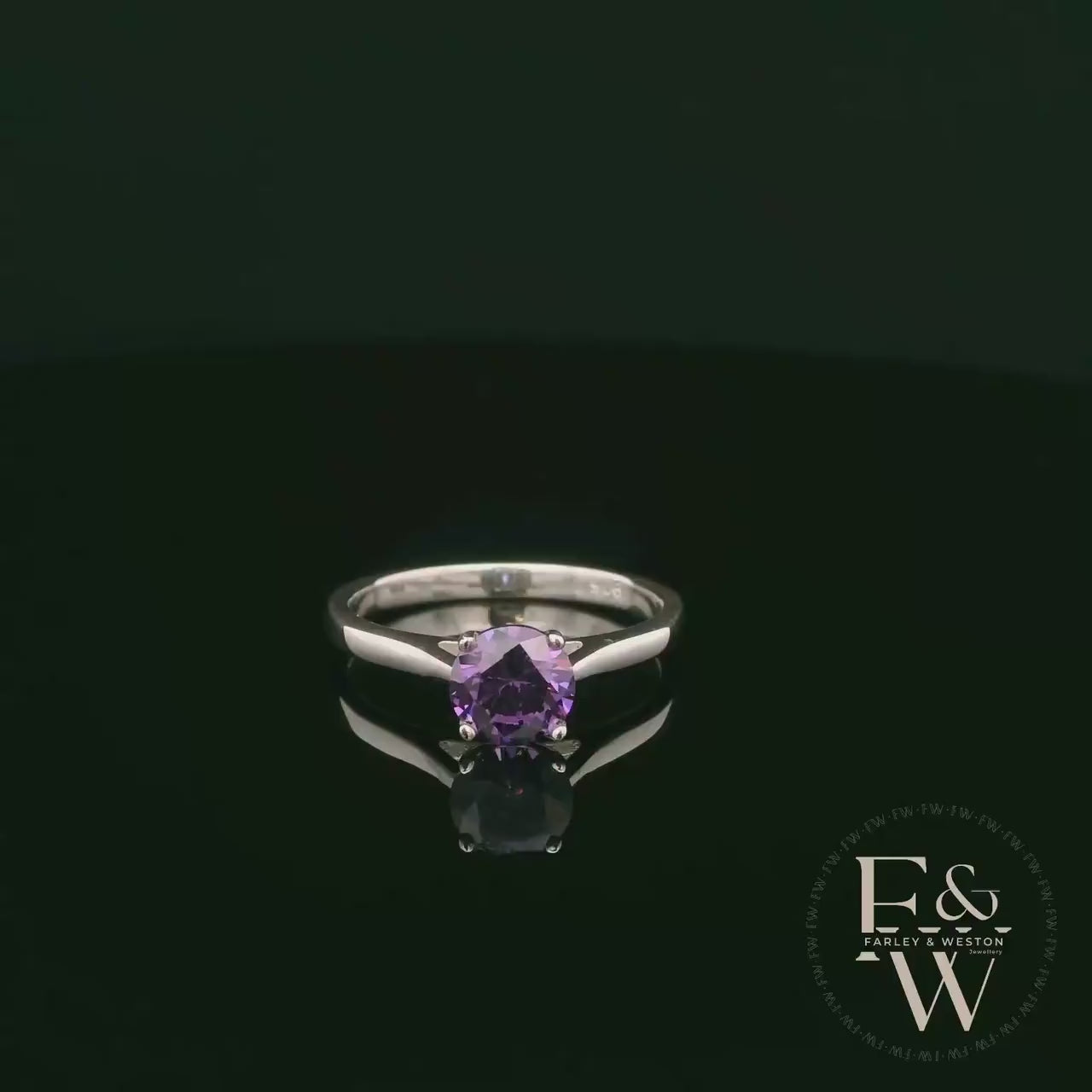 Solitaire Amethyst & Silver Engagement Ring