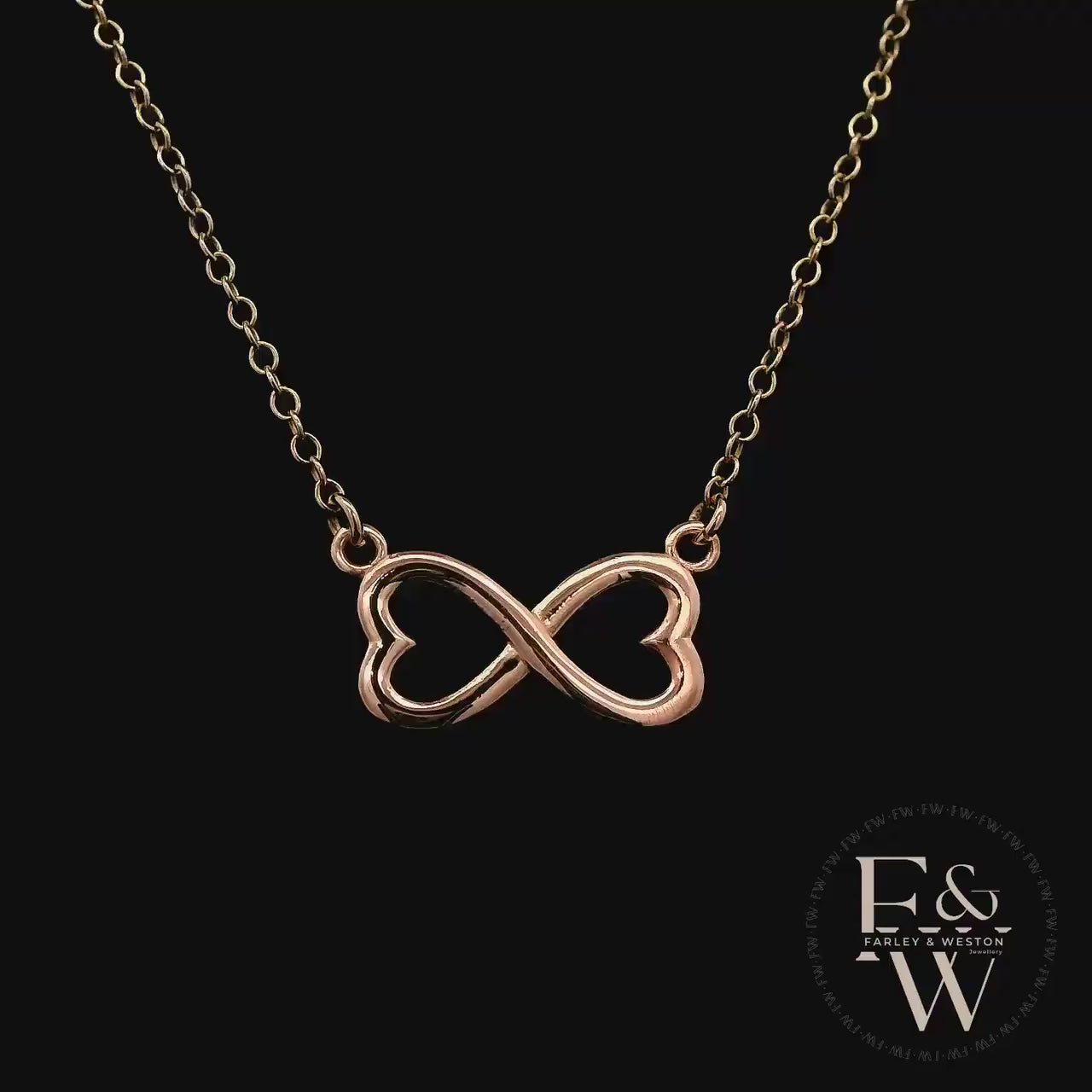9ct Rose Gold Infinity Heart Pendant