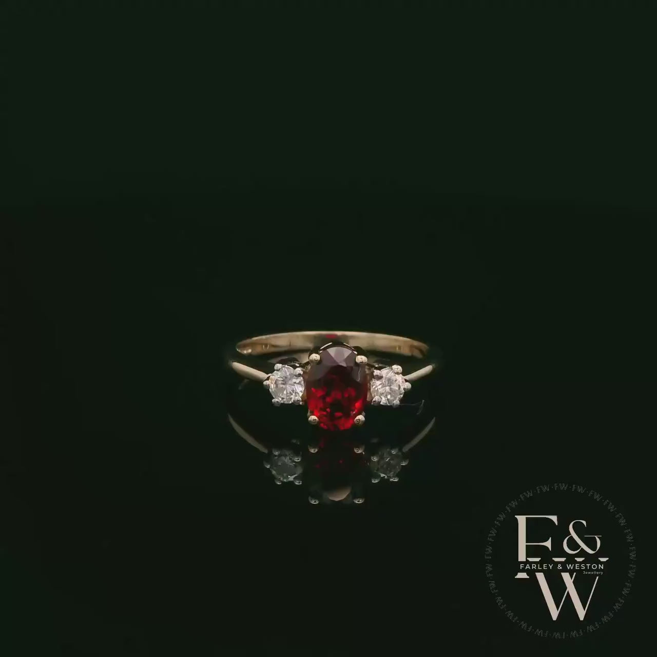 Lab Grown Ruby and Diamond 9ct Yellow Trilogy Ring
