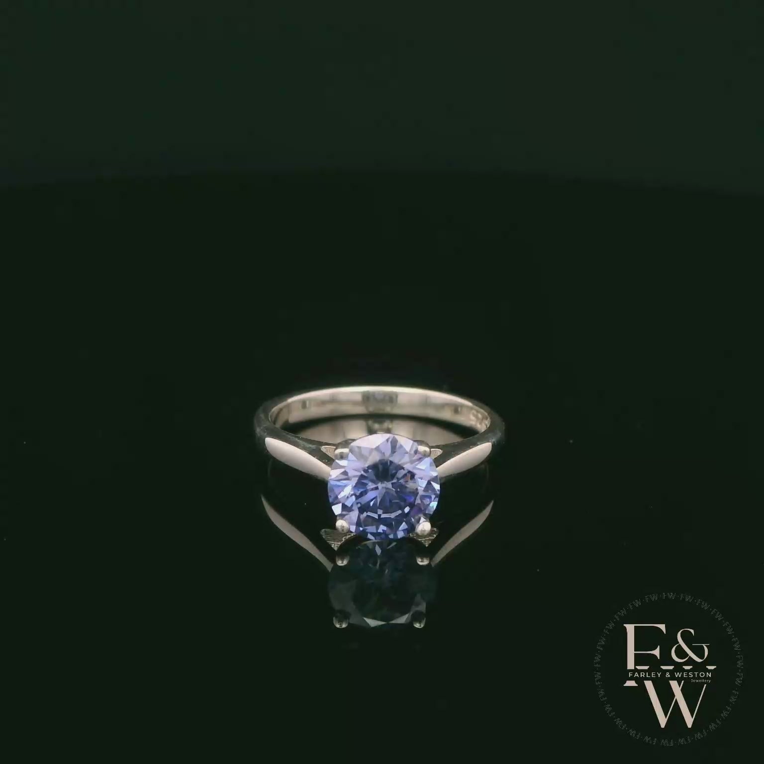 Sterling Silver Tanzanite CZ Solitaire Ring