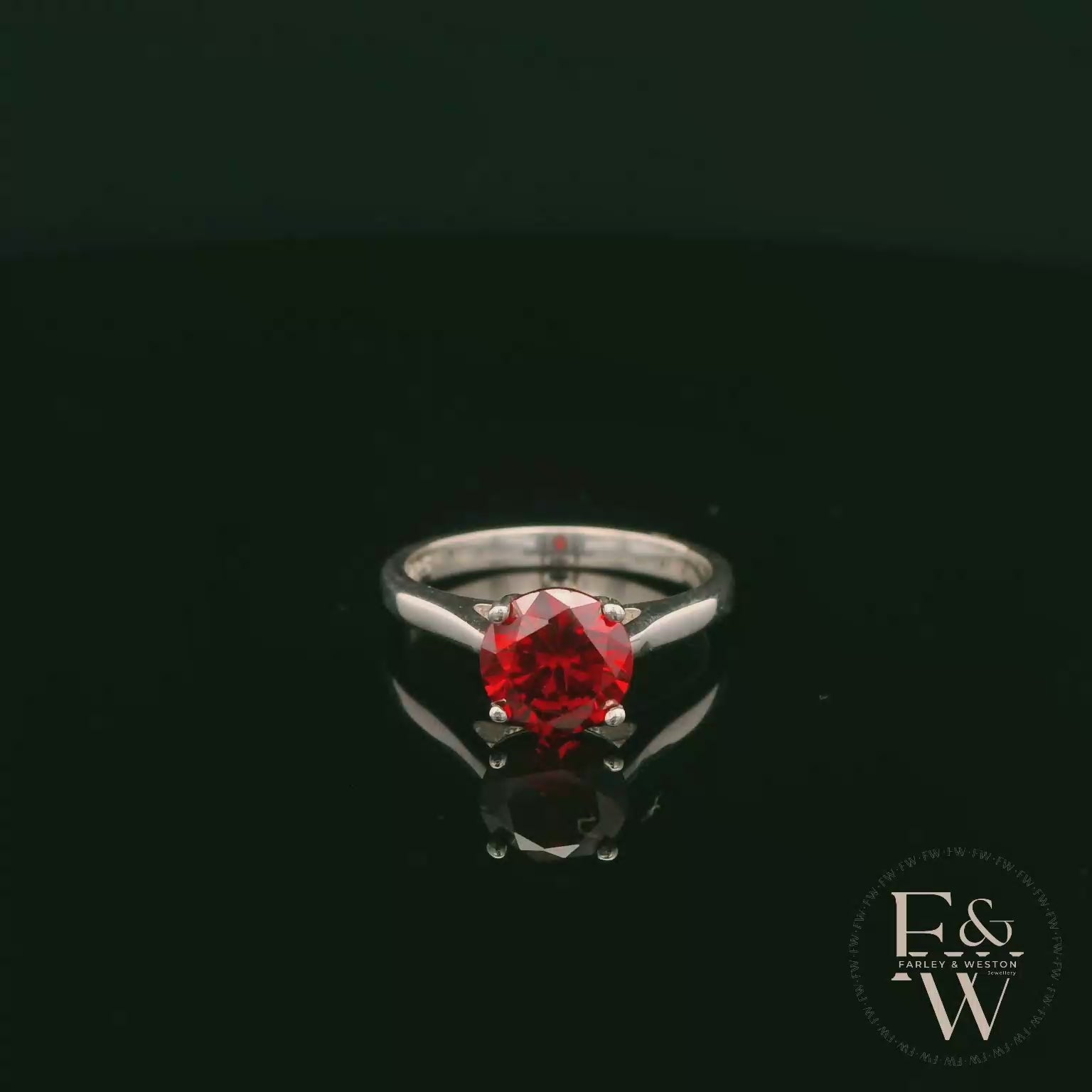 Sterling Silver Garnet CZ Solitaire Ring