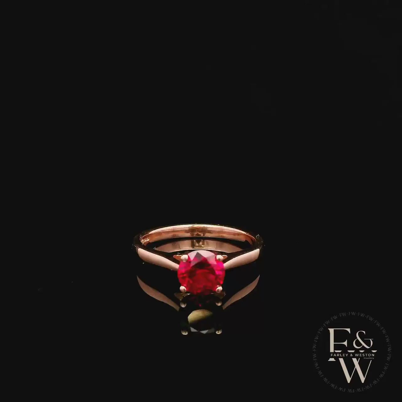 9ct Rose Gold Ruby CZ Solitaire Ring