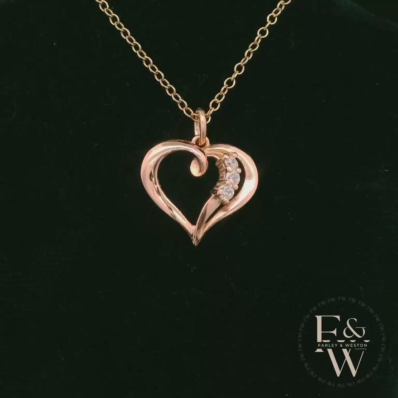 9ct Rose Gold Small White Moissanite Heart Pendant