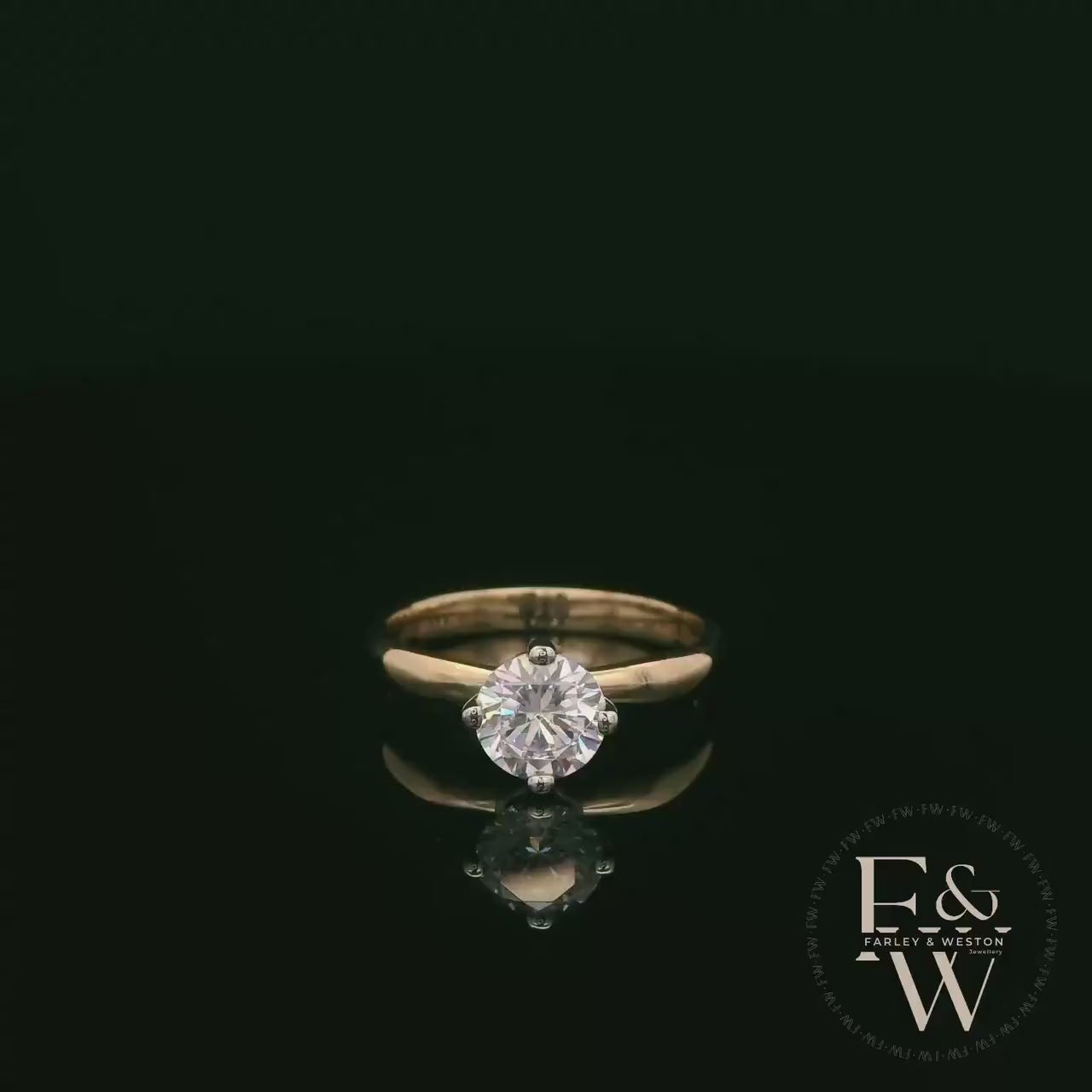 Solitaire Moissanite & 9ct Yellow Gold Engagement Ring