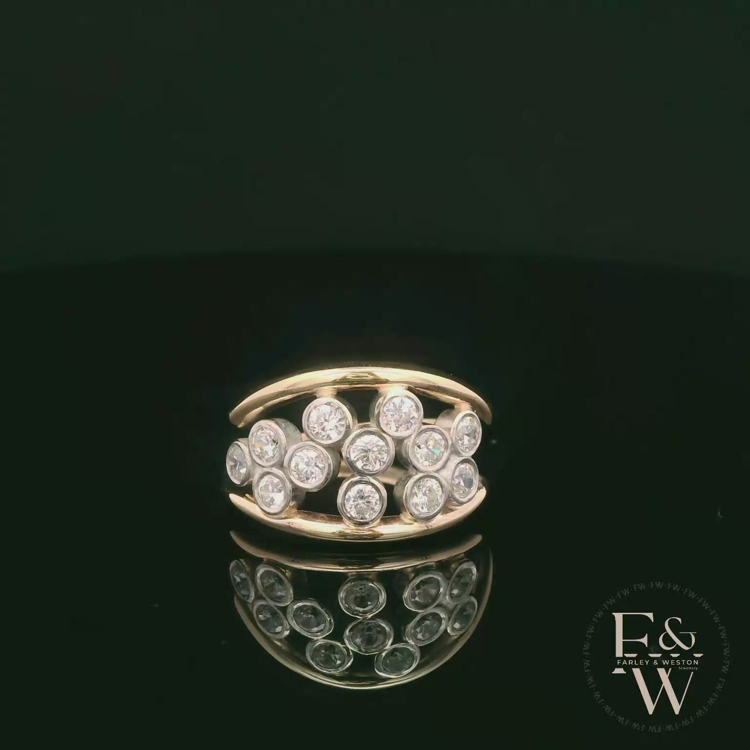 9ct Yellow Gold White Moissanite Bubble Ring