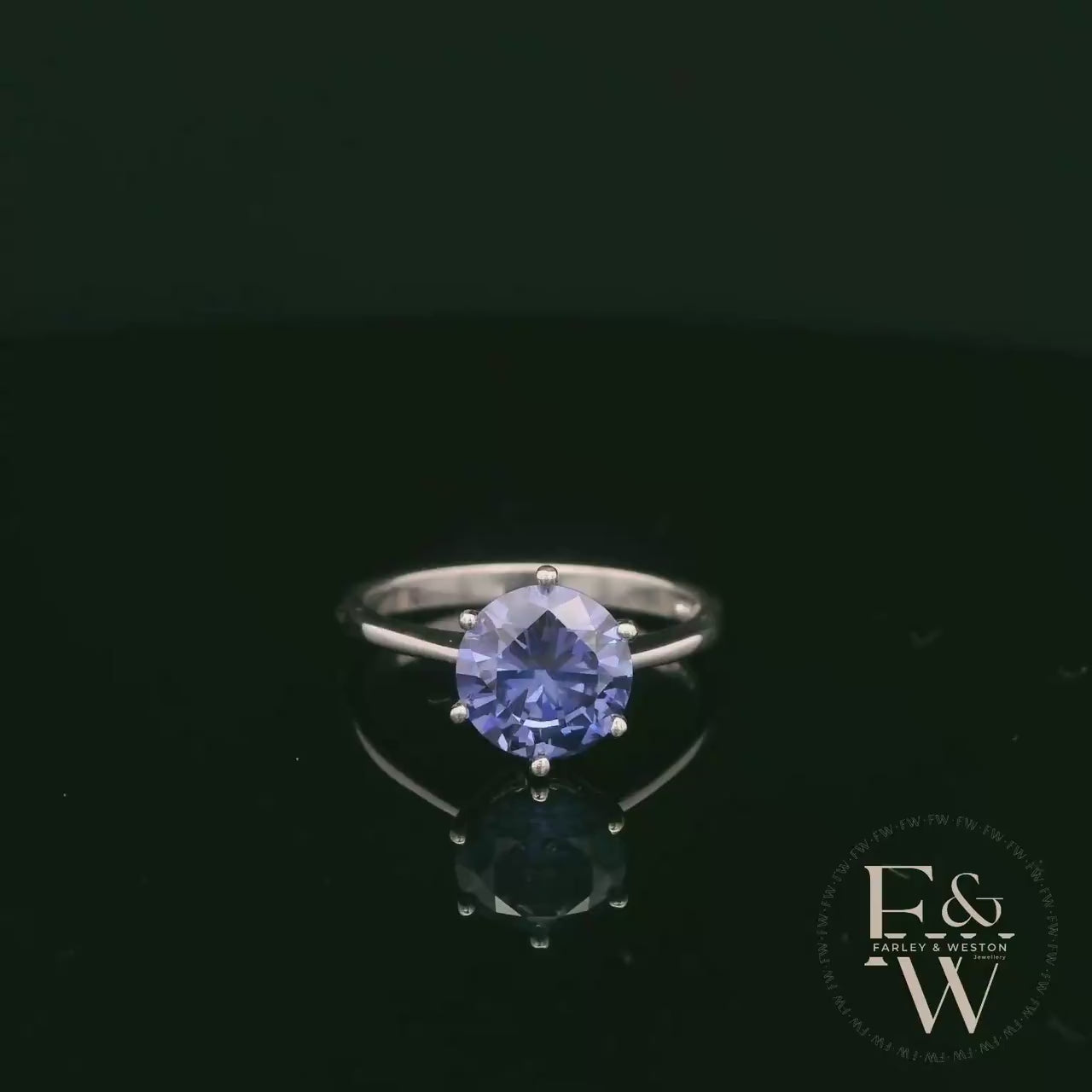 Tanzanite CZ Solitaire 9ct White Gold Ring