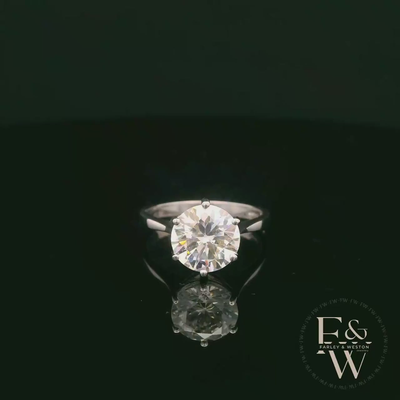 9ct White Gold & White Moissanite Single Stone Ring