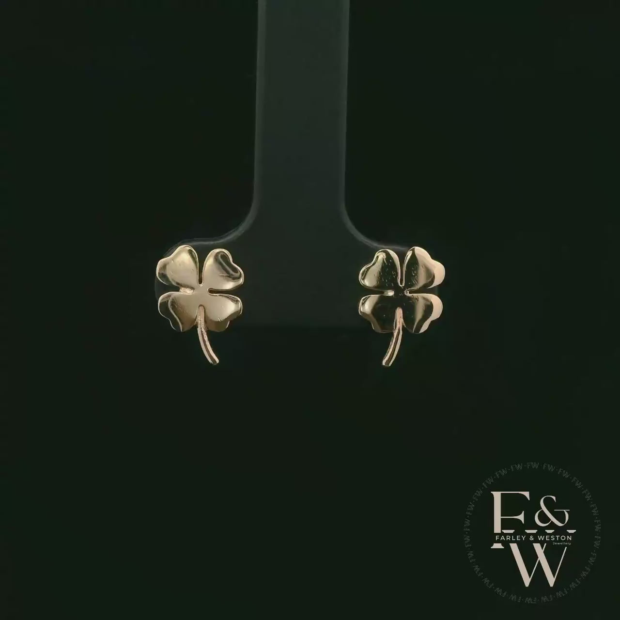 4 Leaf Clover 9ct Yellow Gold Studs