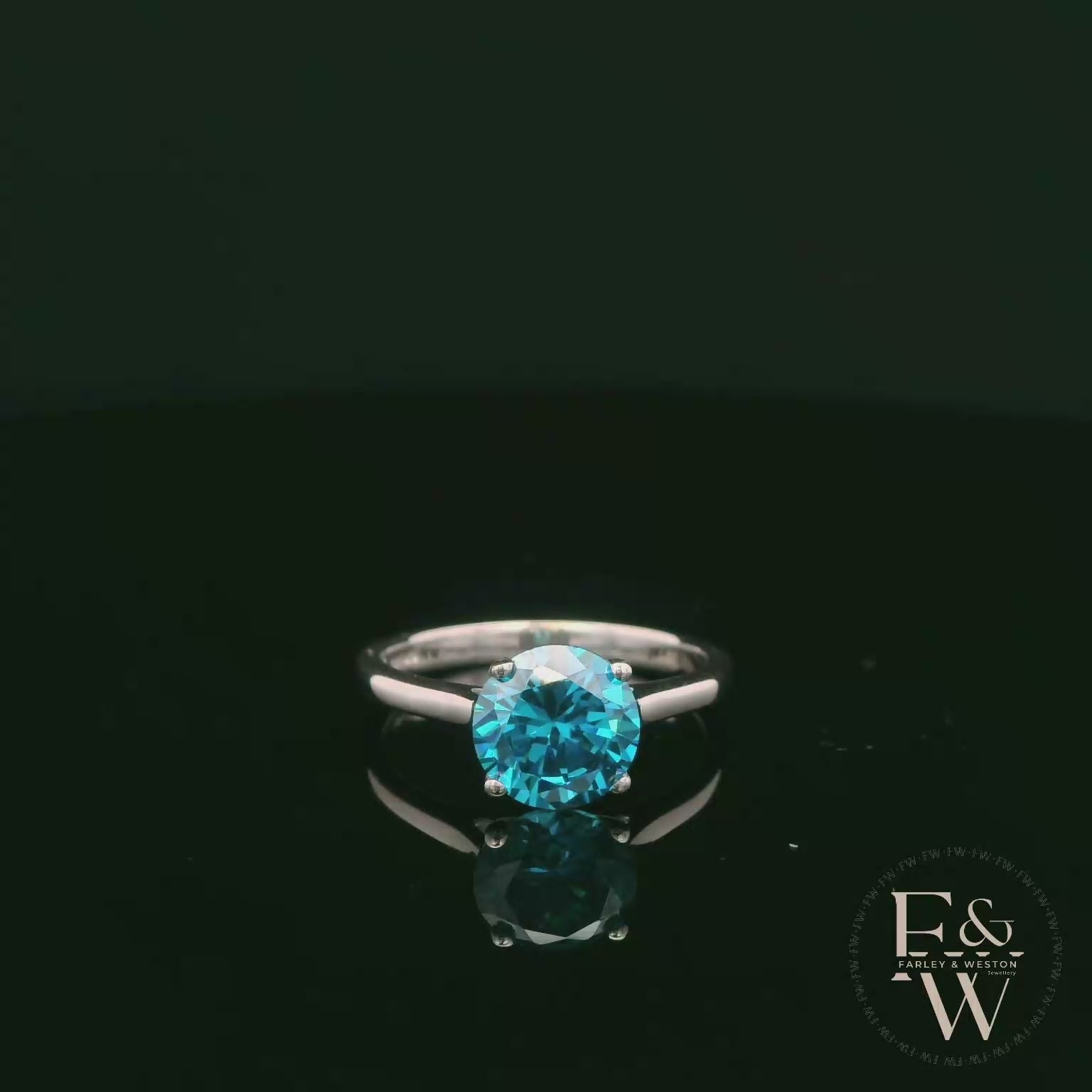 9ct White Gold 2ct Blue Topaz CZ Single Stone Ring