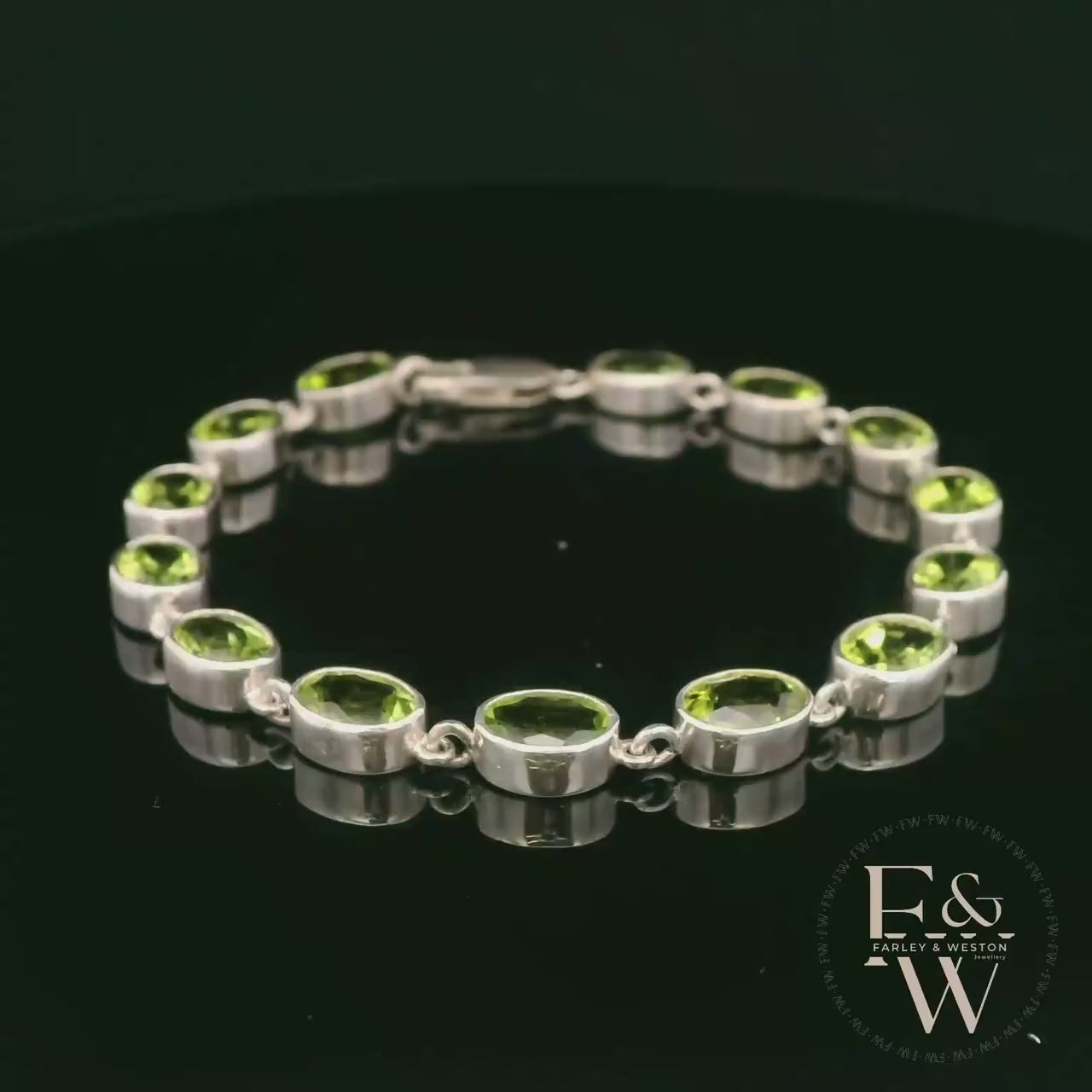 Sterling Silver Oval Peridot Bracelet