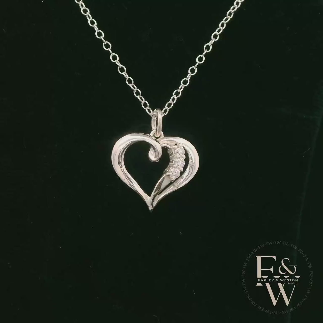 Sterling Silver White Moissanite Heart Pendant
