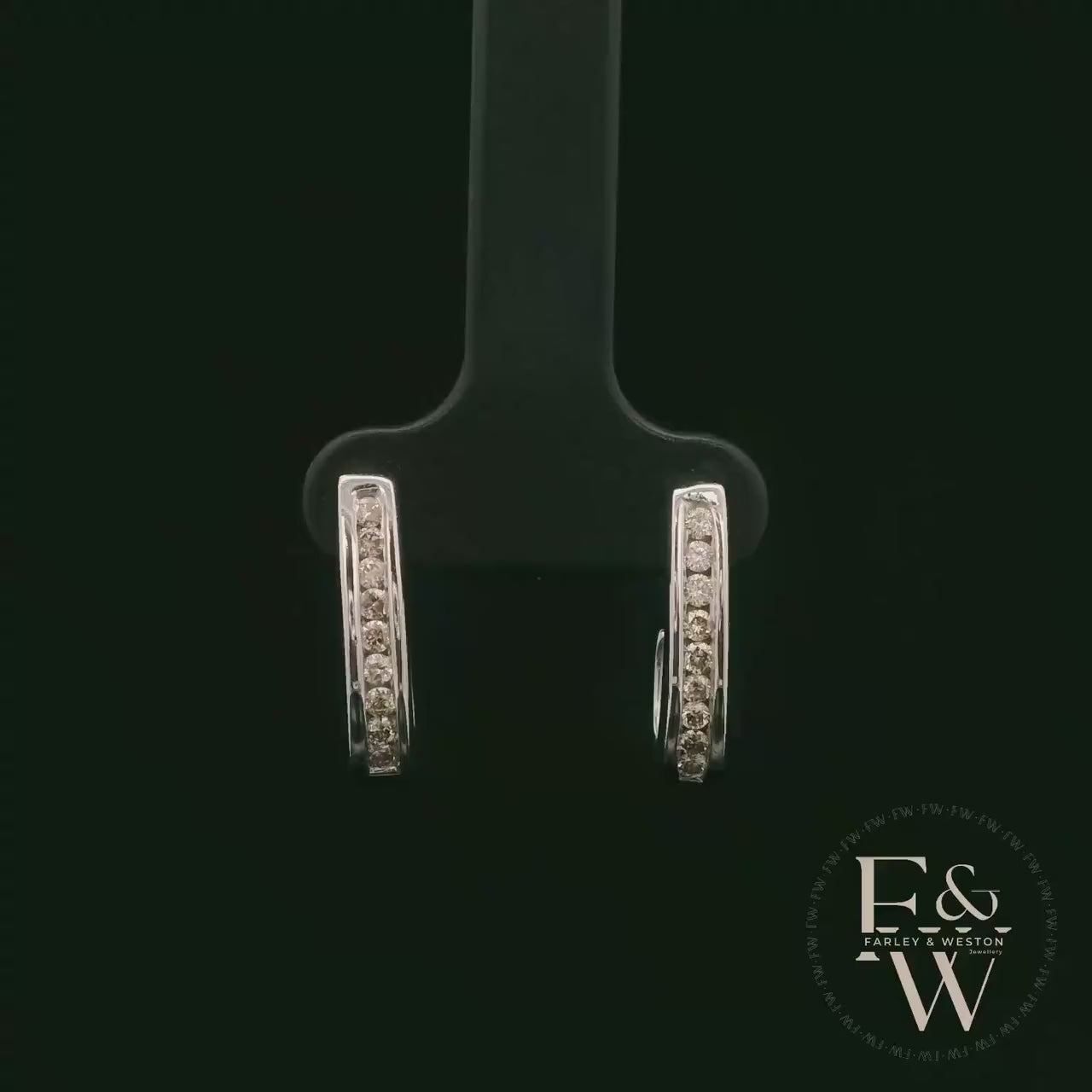9ct White Gold & Round-Cut Diamond Earrings