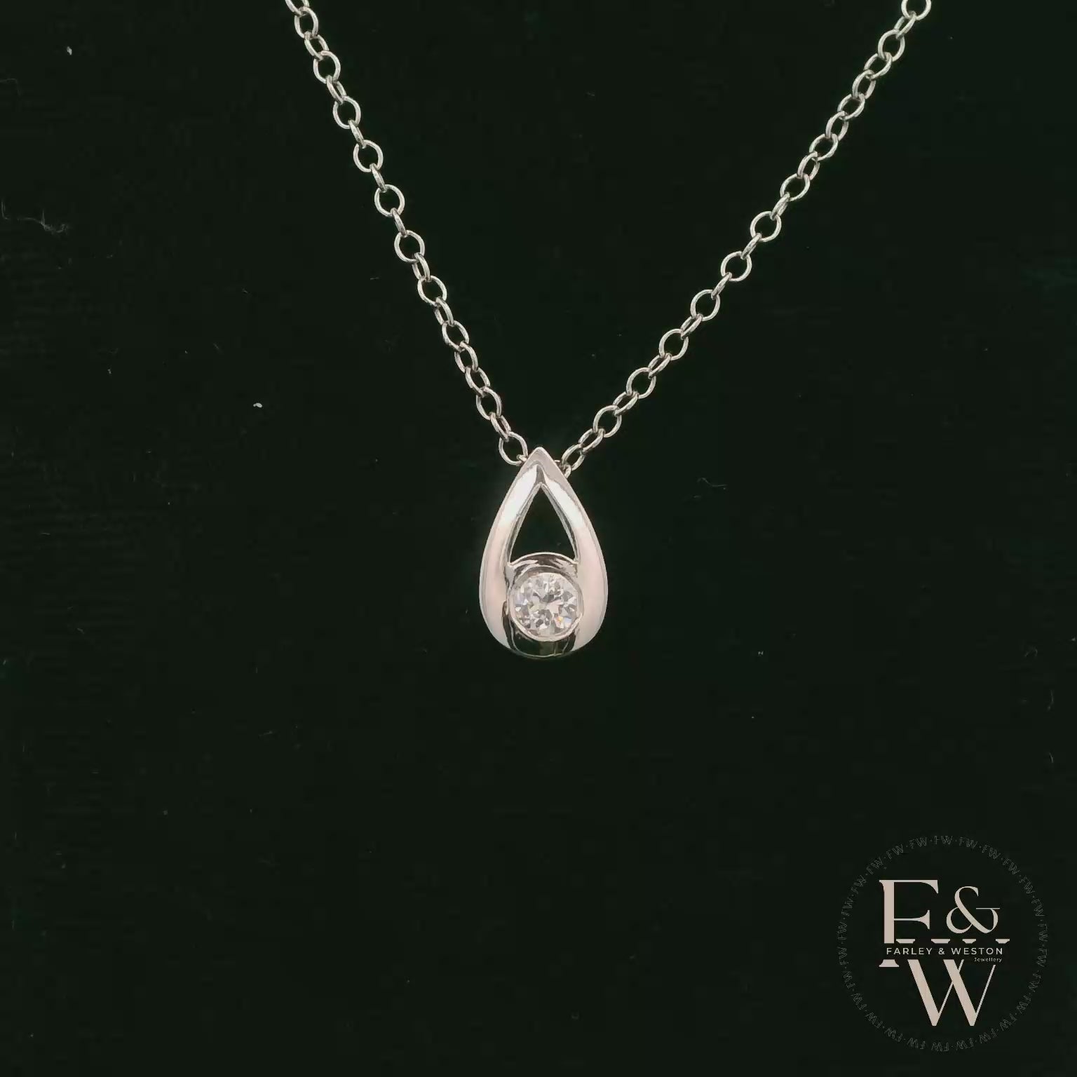 9ct White Gold Peardrop White Moissanite Necklace