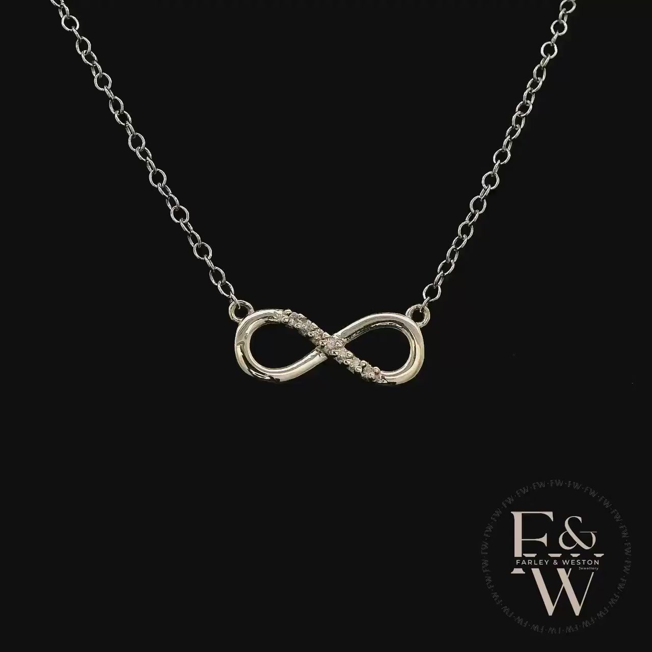 9ct White Gold Infinity Moissanite Pendant