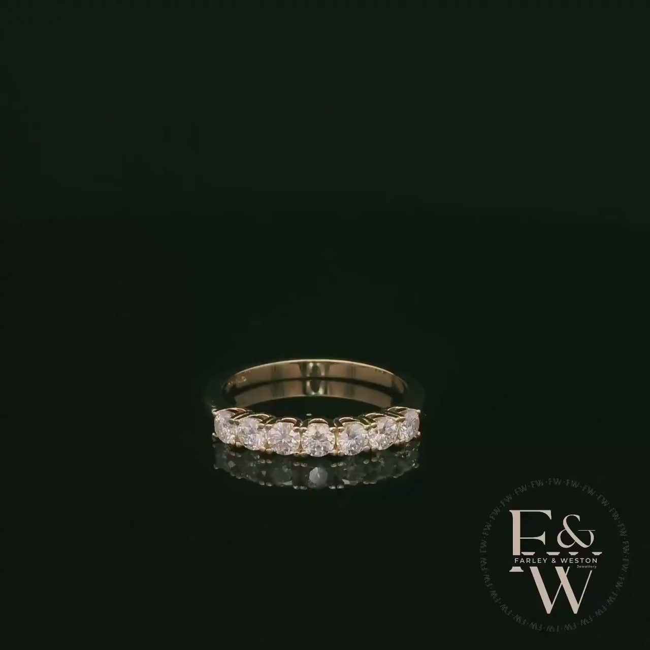 Moissanite & 9ct Yellow Gold Half-Eternity Ring
